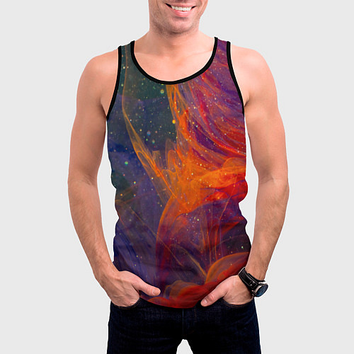 Мужская майка без рукавов Разноцветный абстрактный дым / 3D-Черный – фото 3
