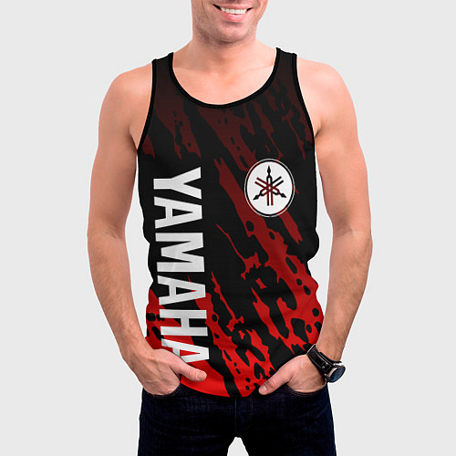 Мужская майка без рукавов Yamaha - Красные пятна / 3D-Черный – фото 3