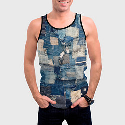 Майка-безрукавка мужская Patchwork Jeans Осень Зима 2023, цвет: 3D-черный — фото 2
