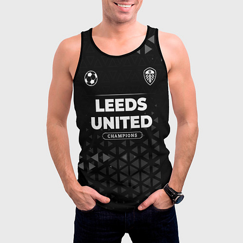 Мужская майка без рукавов Leeds United Форма Champions / 3D-Черный – фото 3