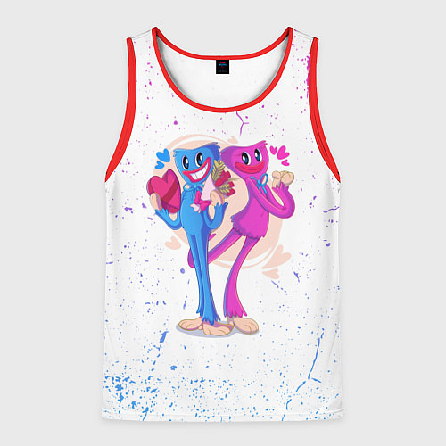 Мужская майка без рукавов Влюбленные Хагги Вагги и Кисси Мисси / 3D-Красный – фото 1