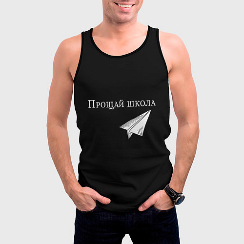 Мужская майка без рукавов Прощай школа / 3D-Черный – фото 3