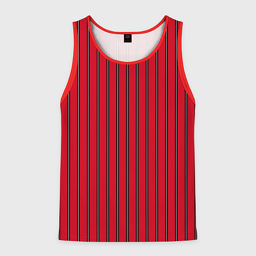 Мужская майка без рукавов Красно-черный узор в полоску / 3D-Красный – фото 1