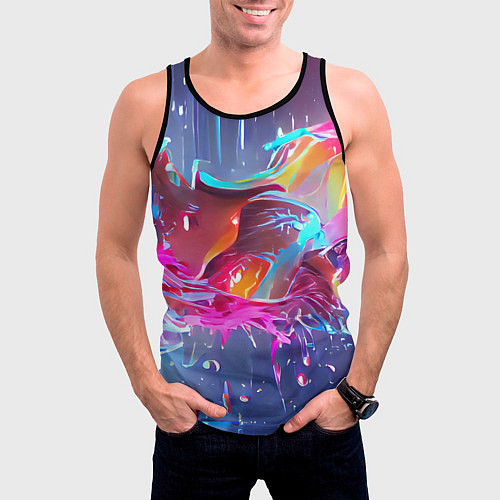 Мужская майка без рукавов Neon splashes / 3D-Черный – фото 3