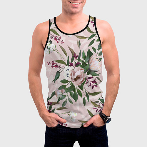 Мужская майка без рукавов Цветы Букет Из Протей / 3D-Черный – фото 3