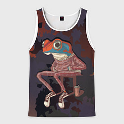 Майка-безрукавка мужская Лягуха на стиле, цвет: 3D-белый