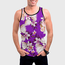 Майка-безрукавка мужская Цветы Фиолетовый Цветок, цвет: 3D-черный — фото 2