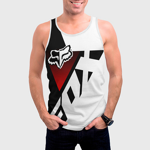 Мужская майка без рукавов FOX RACING - ФОКС ЧЕРНЫЙ И БЕЛЫЙ / 3D-Белый – фото 3