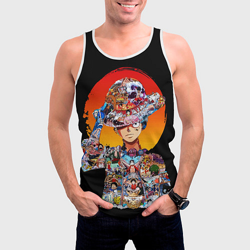 Мужская майка без рукавов ВАН ПИС АРКИ В ЛУФФИ ONE PIECE / 3D-Белый – фото 3