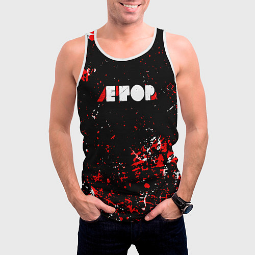 Мужская майка без рукавов Егор летов - гражданская оборона / 3D-Белый – фото 3