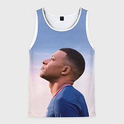 Майка-безрукавка мужская Футболист Килиан Мбаппе, цвет: 3D-белый