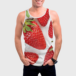 Майка-безрукавка мужская Strawberries, цвет: 3D-белый — фото 2