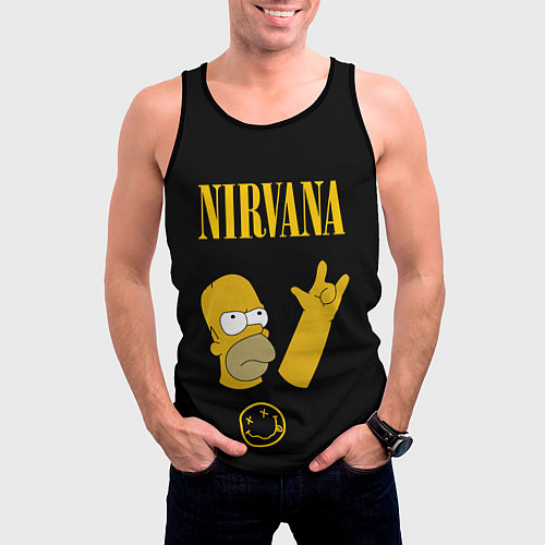 Мужская майка без рукавов NIRVANA ГОМЕР СИМПСОН, SIMPSONS / 3D-Черный – фото 3