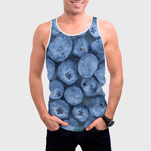 Мужская майка без рукавов Голубика - фон / 3D-Белый – фото 3
