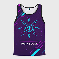 Майка-безрукавка мужская Символ Dark Souls Sun в неоновых цветах на темном, цвет: 3D-черный