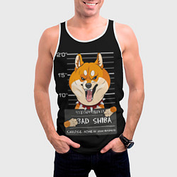 Майка-безрукавка мужская Злая сиба-ину, цвет: 3D-белый — фото 2