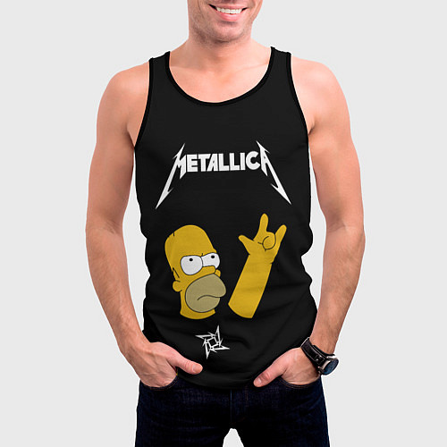 Мужская майка без рукавов Metallica Гомер Симпсон рокер / 3D-Черный – фото 3