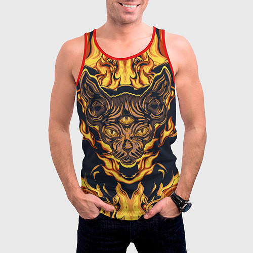 Мужская майка без рукавов Сфинкс Третий глаз / 3D-Красный – фото 3