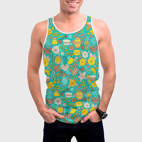 Мужская майка без рукавов MAKING COFFEE / 3D-Белый – фото 3