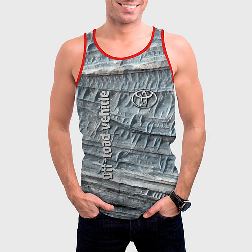 Мужская майка без рукавов Toyota Off-road vehicle Rock Тойота внедорожник Ск / 3D-Красный – фото 3