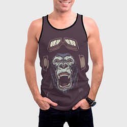 Майка-безрукавка мужская Орущая горилла, цвет: 3D-черный — фото 2