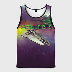 Майка-безрукавка мужская Stellaris космический корабль в космосе, цвет: 3D-черный