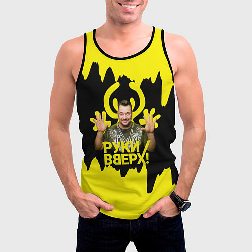 Мужская майка без рукавов Руки вверх Сергей Жуков / 3D-Черный – фото 3