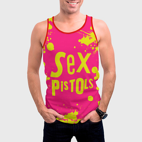 Мужская майка без рукавов Sex Pistols Yellow Logo / 3D-Красный – фото 3