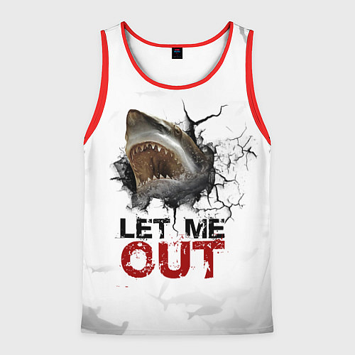 Мужская майка без рукавов Акула Let me out - пасть акулы / 3D-Красный – фото 1