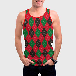 Майка-безрукавка мужская Классический аргайл, цвет: 3D-красный — фото 2