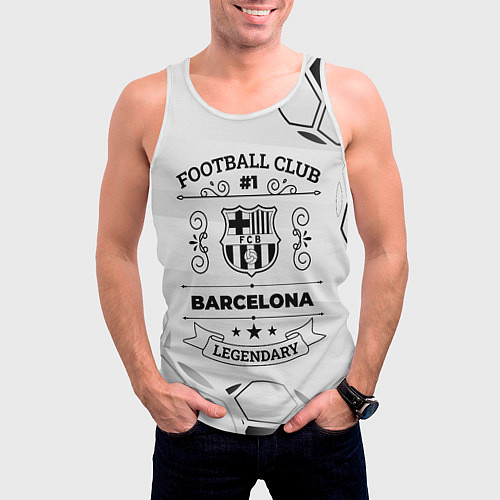Мужская майка без рукавов Barcelona Football Club Number 1 Legendary / 3D-Белый – фото 3