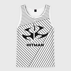 Майка-безрукавка мужская Символ Hitman на светлом фоне с полосами, цвет: 3D-белый