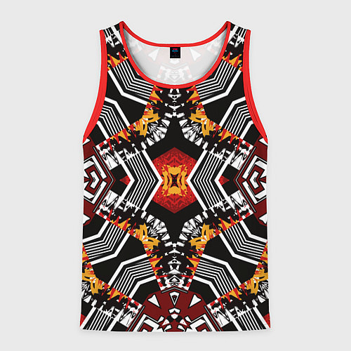 Мужская майка без рукавов Арабский орнамент в красно -желто-черных тонах / 3D-Красный – фото 1