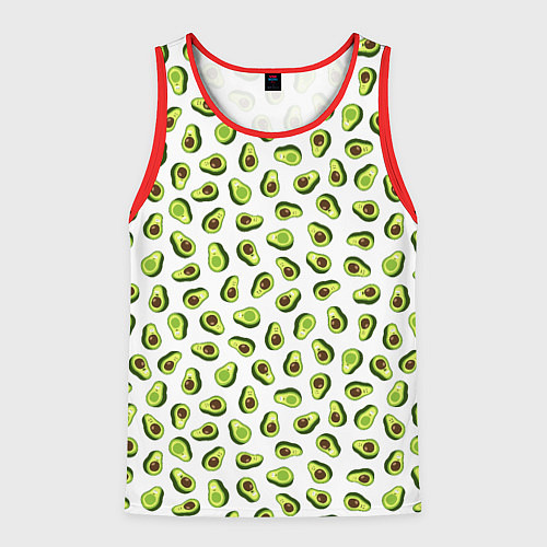Мужская майка без рукавов Смешное авокадо на белом фоне / 3D-Красный – фото 1