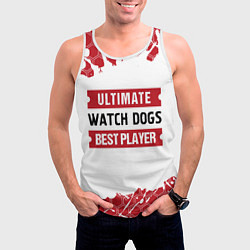 Майка-безрукавка мужская Watch Dogs: красные таблички Best Player и Ultimat, цвет: 3D-белый — фото 2