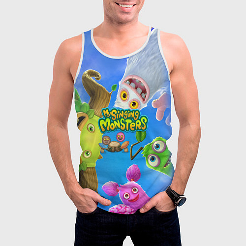 Мужская майка без рукавов Мои поющие монстры / 3D-Белый – фото 3