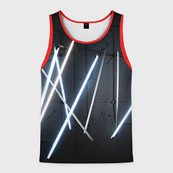 Майка-безрукавка мужская Неоновые лампы во тьме - Голубой, цвет: 3D-красный