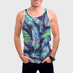 Майка-безрукавка мужская Разноцветные Листья Пальм, цвет: 3D-белый — фото 2