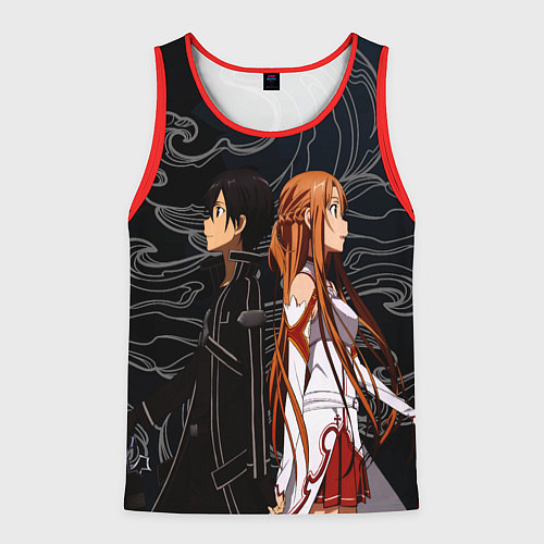 Мужская майка без рукавов Кирито и Асуна - Sword Art Online / 3D-Красный – фото 1