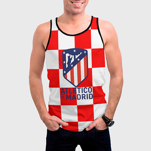 Мужская майка без рукавов Atletico madrid кубики / 3D-Черный – фото 3