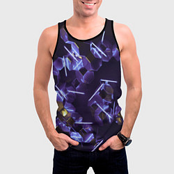 Майка-безрукавка мужская Неоновые фигуры с лазерами - Фиолетовый, цвет: 3D-черный — фото 2