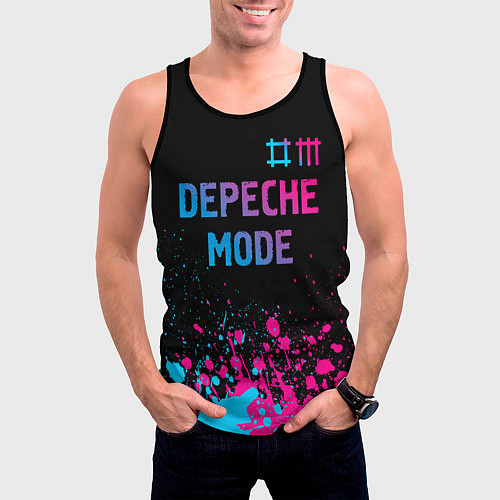 Мужская майка без рукавов Depeche Mode Neon Gradient / 3D-Черный – фото 3