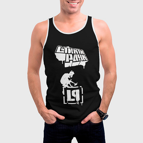 Мужская майка без рукавов Linkin Park белой краской / 3D-Белый – фото 3