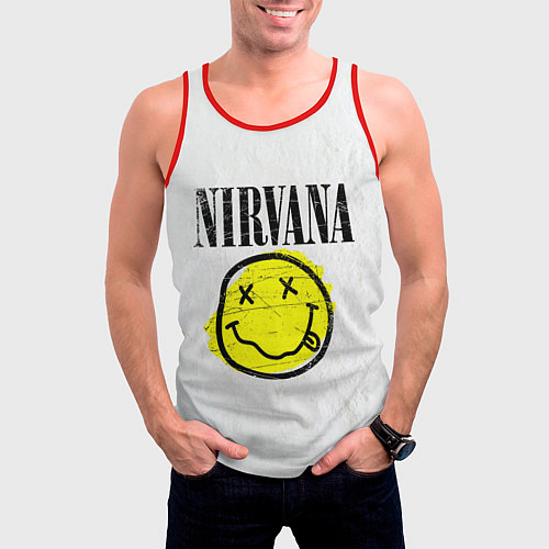 Мужская майка без рукавов Nirvana логотип гранж / 3D-Красный – фото 3