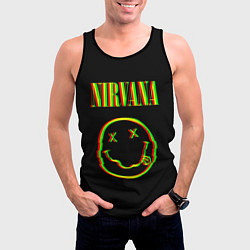 Майка-безрукавка мужская Nirvana глитч, цвет: 3D-черный — фото 2