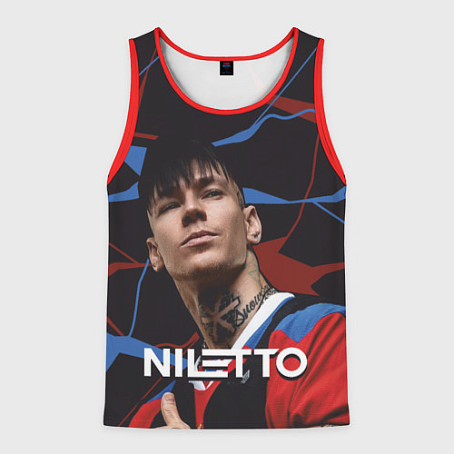 Мужская майка без рукавов Нилетто и красно-синие разводы / 3D-Красный – фото 1