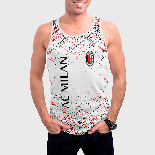 Мужская майка без рукавов Ac milan logo / 3D-Белый – фото 3