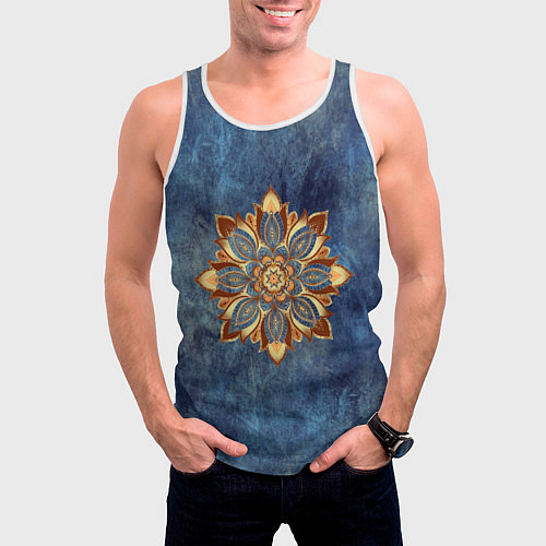 Мужская майка без рукавов Мандала-цветок / 3D-Белый – фото 3