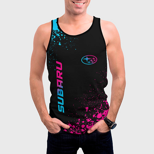 Мужская майка без рукавов Subaru Neon Gradient FS / 3D-Черный – фото 3