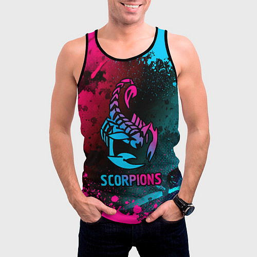 Мужская майка без рукавов Scorpions Neon Gradient / 3D-Черный – фото 3